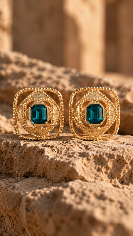 Rumainia Studs - Aquamarine