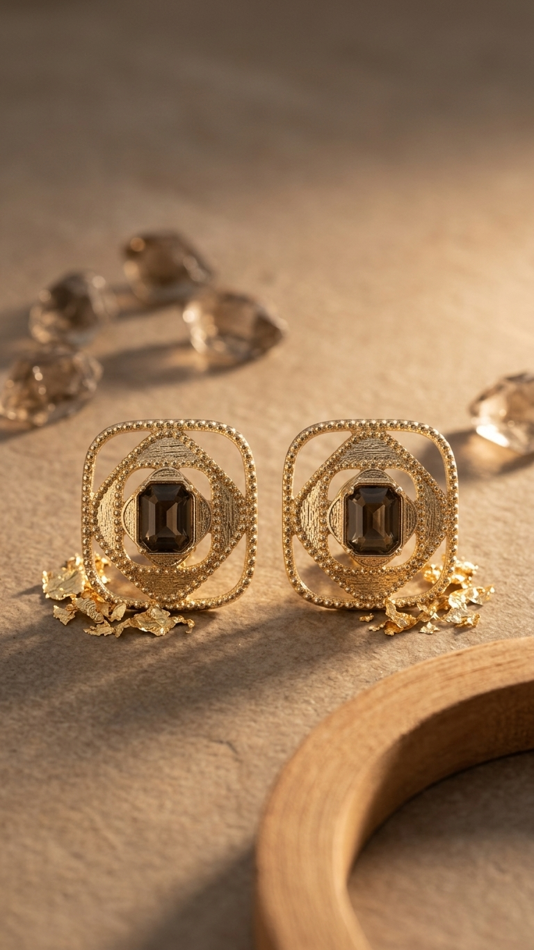 Rumaina Studs - Smoky Brown